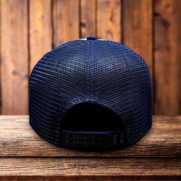 University of Michigan Mens Trucker Hat Navy Snapback Wolverines Throwback Logo - Picture 2 of 4